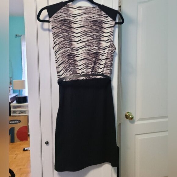 Forever 21 Animal Print Black Sleeveless Cowl Neck Belted Mini Dress Medium - Picture 12 of 14